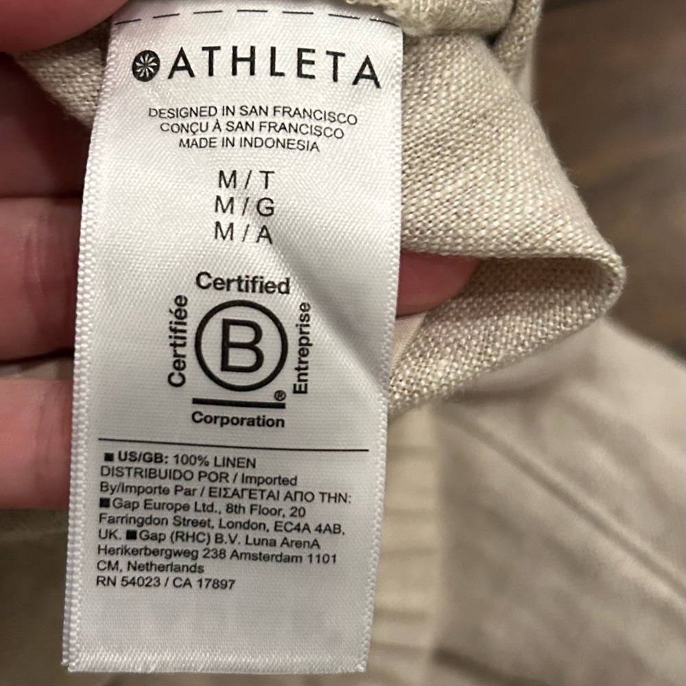 Athleta Tan Retreat Linen High Rise Jogger Pants size Medium Tall Style 851026 - Picture 10 of 12